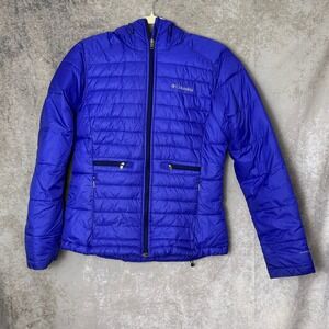Columbia Omni-Shield Hooded Puffer Jacket Women's Small Violet Blue Quilted